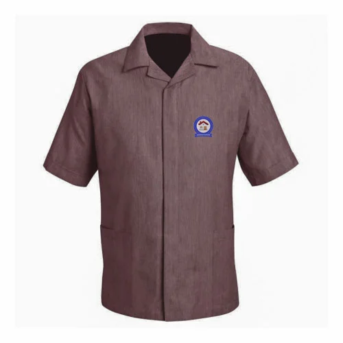 Brown Janitorial Uniform Shirt Logo Customized